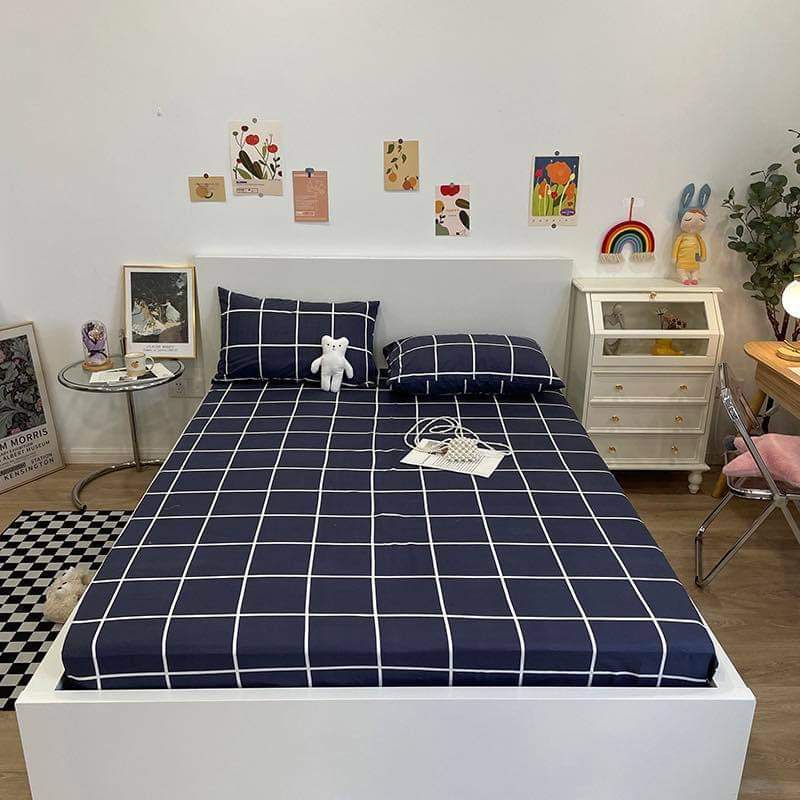 [55k]Bộ Ga Gối 3 Món Bọc Đệm 1m6x2m,được chọn mẫu[bò sữa xanh]