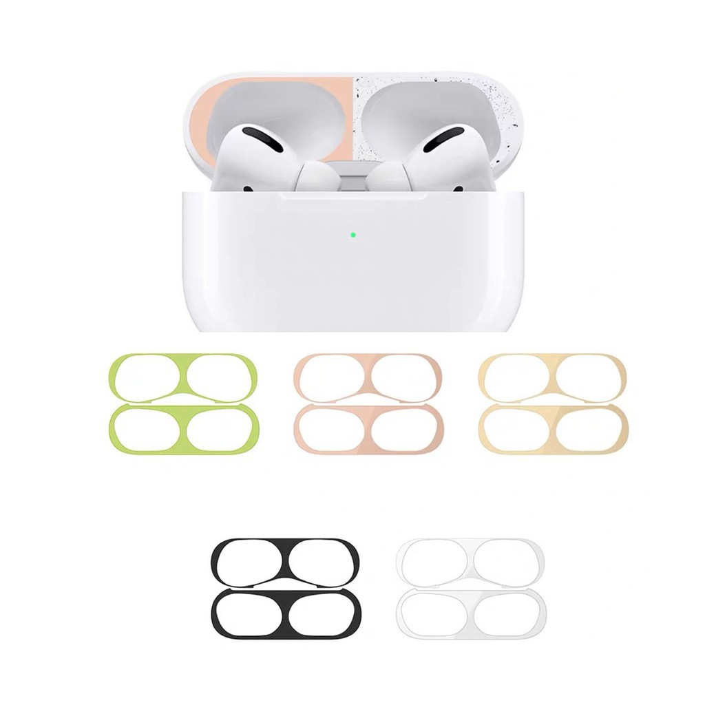 Miếng dán Mạ Vàng kim loại 18K bảo vệ tai nghe Airpods 1/2/ Pro, chống bụi bẩn xước lắp gập