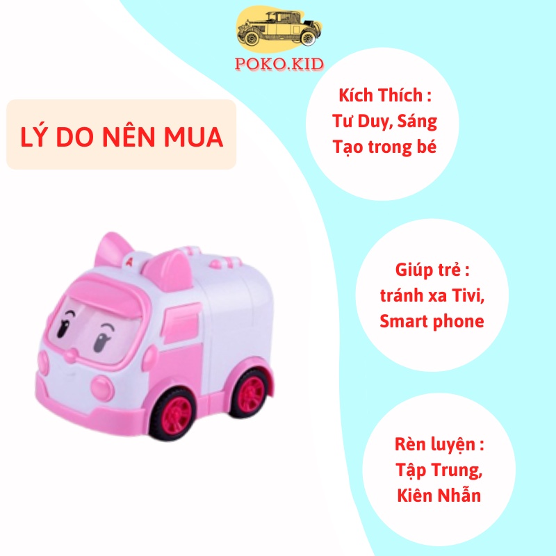 Xe Đồ Chơi Cho Bé, Bộ 4 Xe Biệt Đội Cứu Hộ Robocar Poli, POKO KID Siêu Rẻ