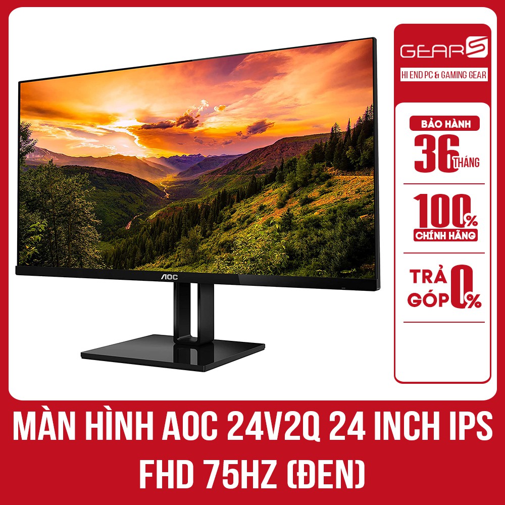 [Mã ELMSDAY giảm 6% đơn 2TR] Màn hình AOC 24V2Q 24 inch IPS FHD 75Hz (Đen) - Bảo hành chính hãng 36 tháng