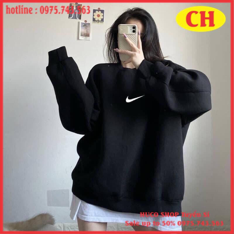 Áo Thun sweater nỉ bông cotton logo basic form thụng tay bồng dáng rộng dấu quần nam nữ mặc đôi nhóm unisex freesize | BigBuy360 - bigbuy360.vn