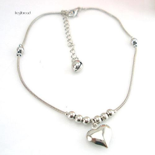 Lắc chân bạc hình trái tim thời trang nữ tính | BigBuy360 - bigbuy360.vn