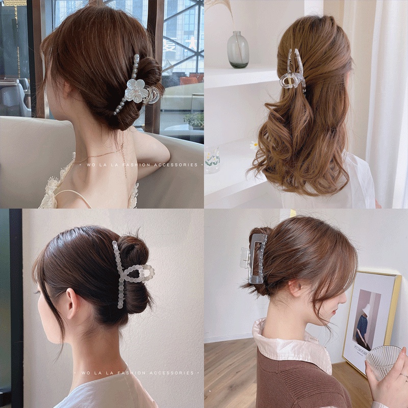 Kẹp tóc trong suốt thiết kế thanh lịch thời trang Hàn Quốc