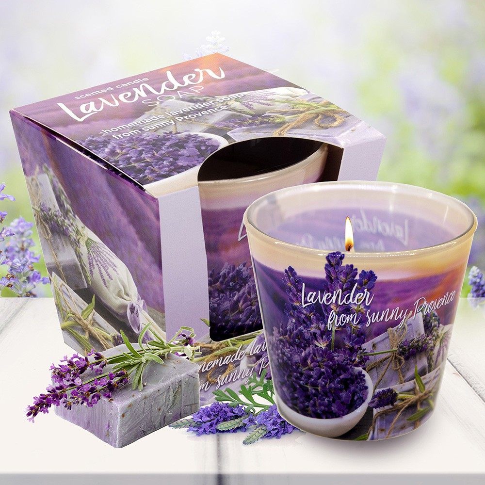 Ly nến thơm tinh dầu Bartek Lavender Fields & Soap 115g QT04965 - cánh đồng oải hương, trang trí (giao mẫu ngẫu nhiên)