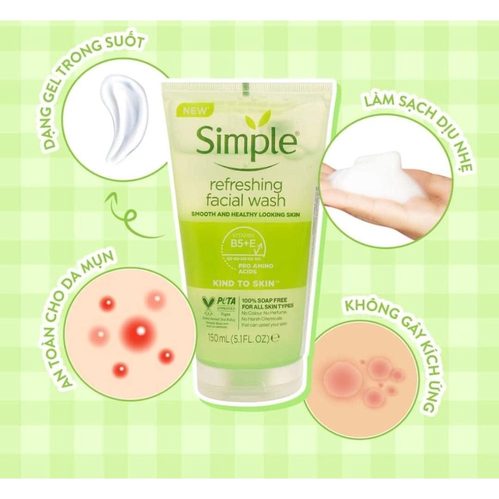 Sữa Rửa Mặt Simple Refreshing Facial Wash Gel 150ml