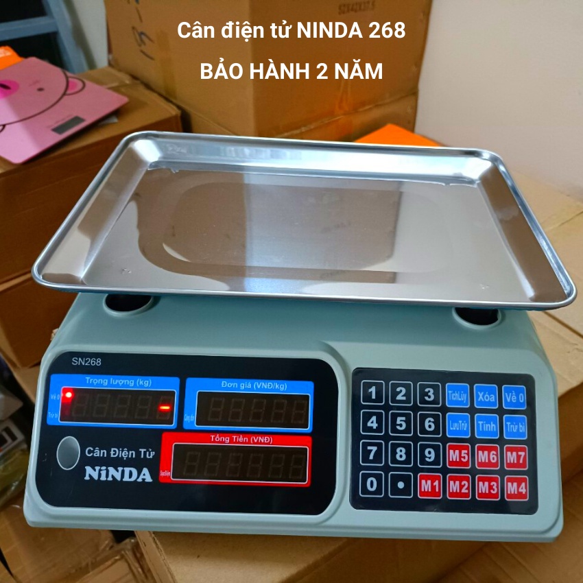 cân tính tiền điện tử NINDA 268 ( 30kg/5g ) mặt cân dày sáng bóng ( bảo hành 24 tháng )