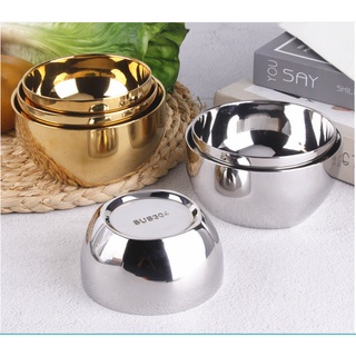 Chén inox 304 cách nhiệt 2 lớp Hàn Quốc an toàn có trắng & vàng titan sáng bóng 300ml đến 600ml