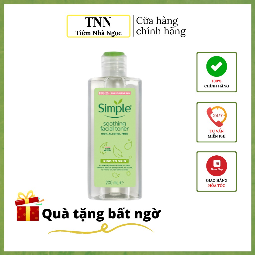 Nước hoa hồng Toner Simple Chính Hãng - 200ml