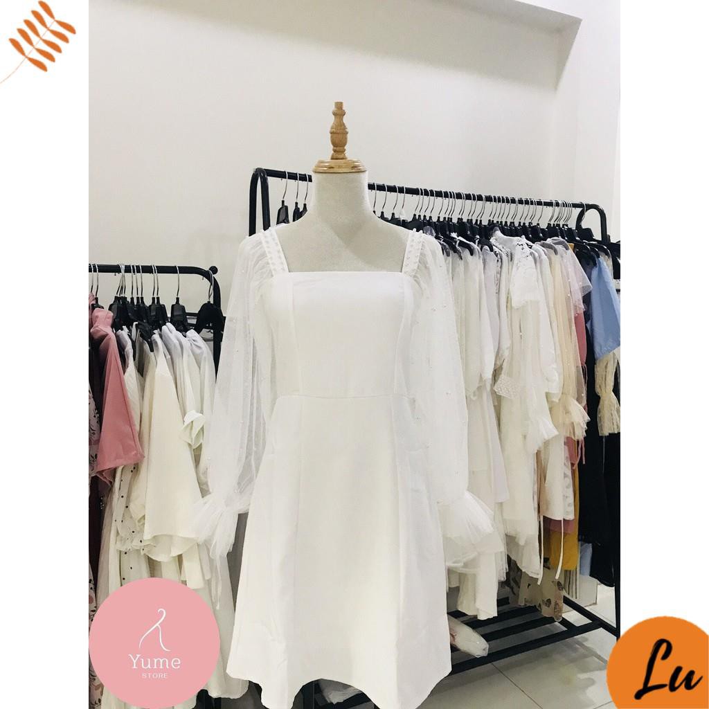 Đầm Chữ A LuShop Tay Phồng Đính Ngọc May 2 Lớp hợp với Dự Tiệc Dạo Phố Đi Chơi Hàng Cao Cấp Giá Tốt