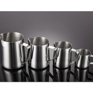 Ca inox - ca đánh sữa bằng inox không vạch không nắp thể tích 100ml 200ml 350ml 600ml 1000ml sáng bóng