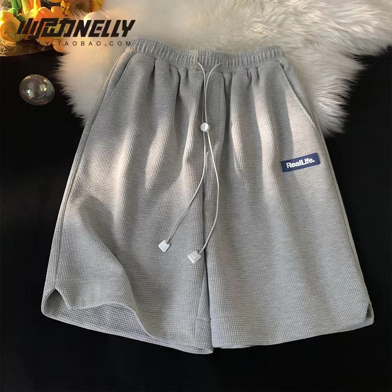 Quần Short Dây Rút Ống Rộng In Nhãn Thời Trang Hàn Quốc Trẻ Trung