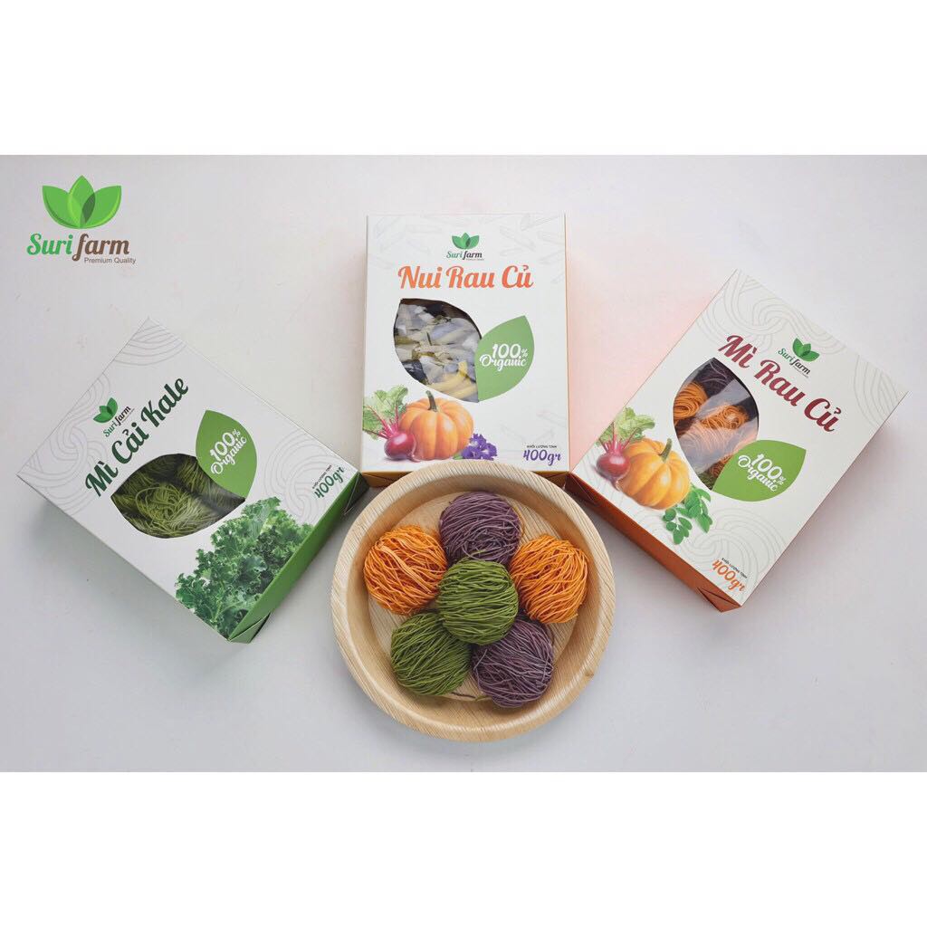 [COMBO TIẾT KIỆM] COMBO Mì cải Kale, Mỳ rau củ, Nui rau củ hữu cơ Surifarm 400gr/hộp