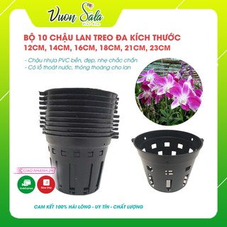 [Siêu rẻ] COMBO 10 Chậu nhựa trồng lan màu đen nhiều kích thước (Vườn Sala)