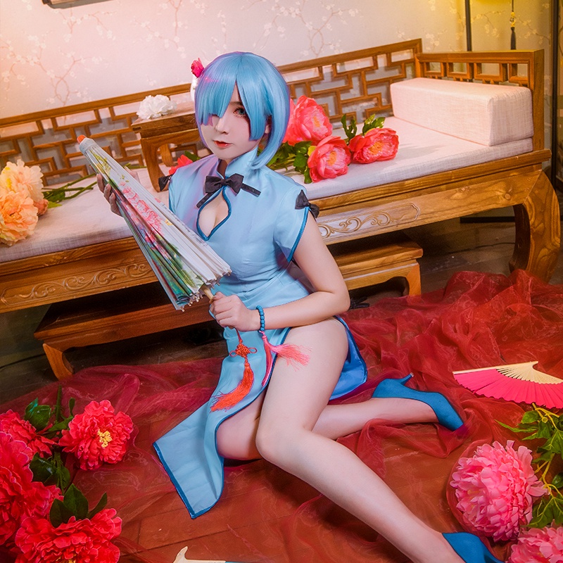 Đầm Sườn Xám Cosplay Nhân Vật Rem Ram Trong Re:Zero | BigBuy360 - bigbuy360.vn