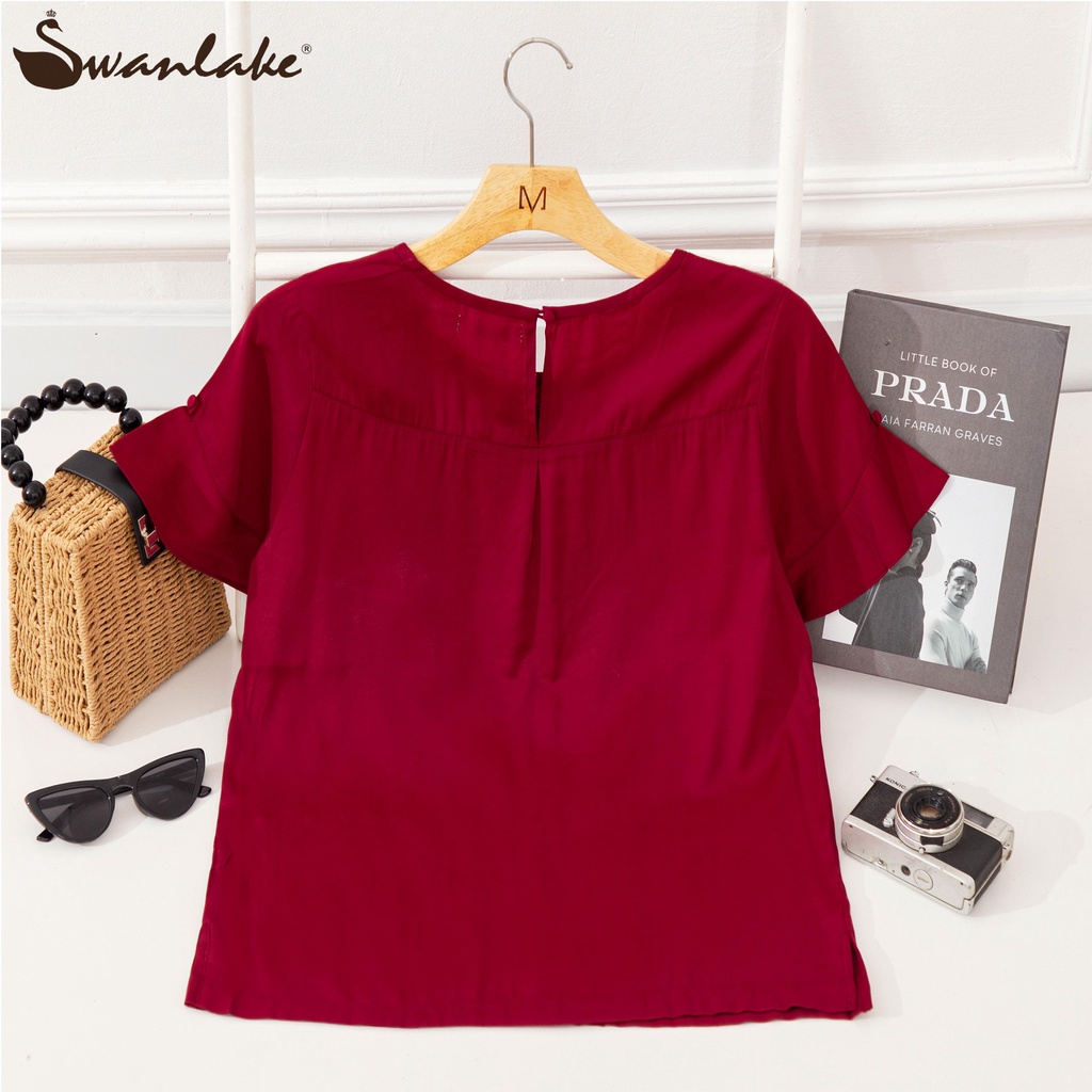 SWANLAKE | Áo Nữ Trung Niên Thiết Kế Thêu Hoa Đắp Lưới Sang Trọng Chất Lụa Taffta Cao Cấp - MÃ: A09768LW01