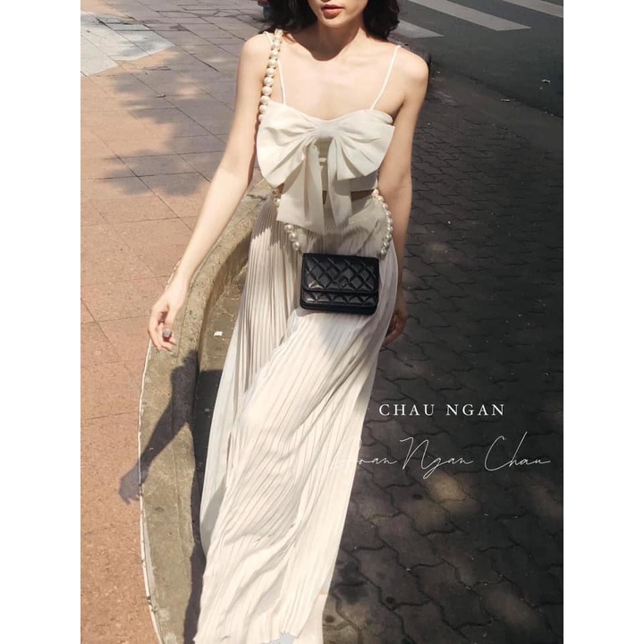 SET TRẮNG ÁO CROPTOP 2 DÂY NƠ NGỰC HỞ VAI LƯNG SEXY+QUẦN DÀI CHÂN ỐNG SUÔNG RỘNG DẬP LY ULZZANG