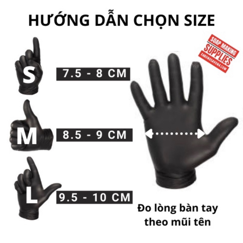 Đôi 2 Chiếc Găng Tay Nitrile Không Bột Màu Đen, Màu Trắng