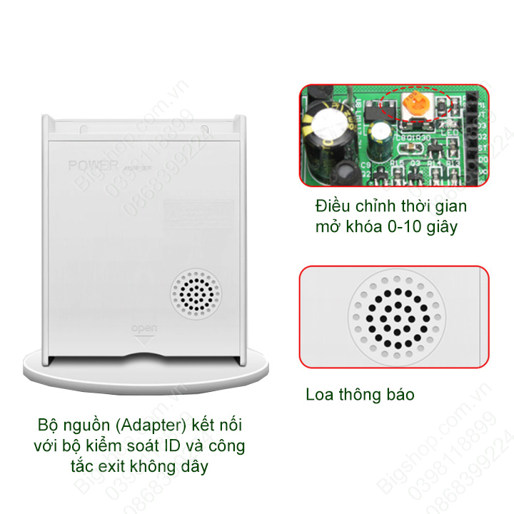 Bộ điều khiển mở cửa bằng thẻ ID, mã số, remote kết nối không dây, nguồn điều khiển 220V ra 12V-3A (Hàng sẵn kho Hà nội)