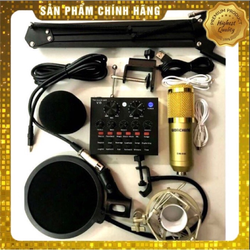 Trọn bộ combo livestream V8 và mic Bm900 giá rẻ bảo hành 6 tháng