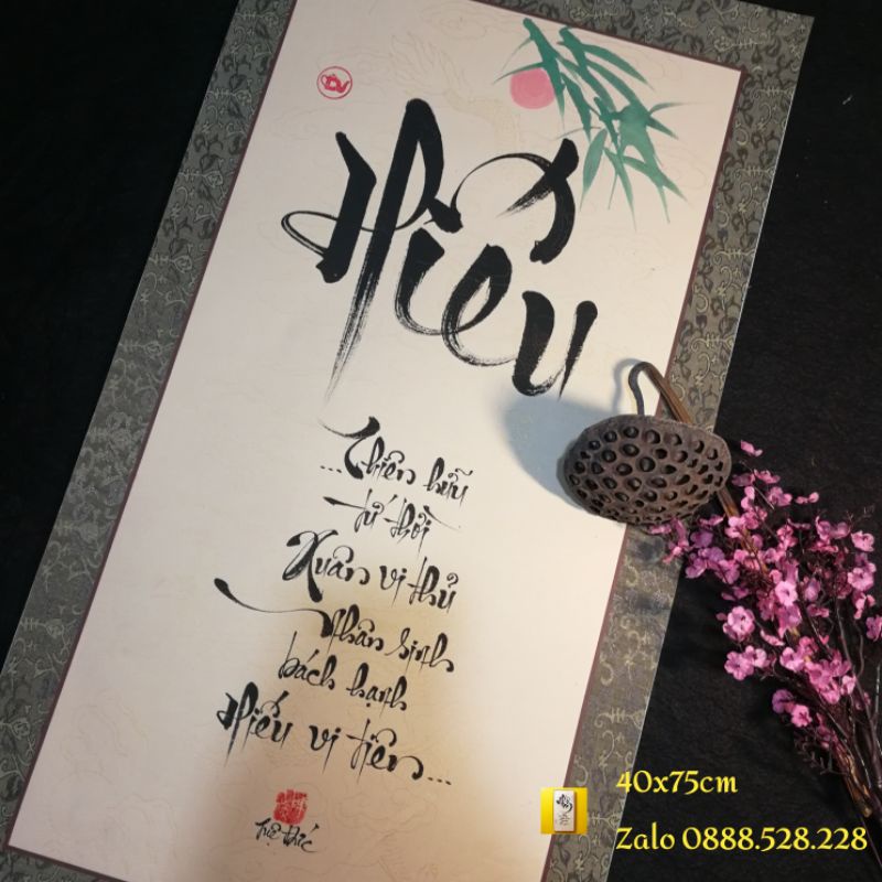 Tranh chữ thư pháp viết tay siêu đẹp 40x70cm