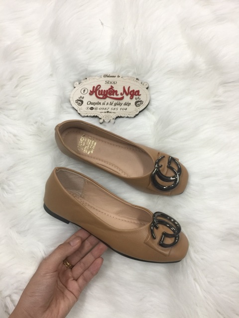 Giầy búp bê nữ màu vàng bò M02