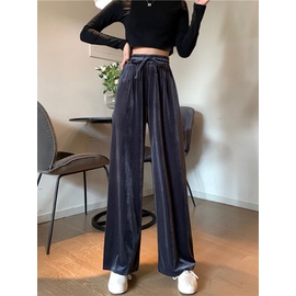 Quần Nhung Đen Ống Rộng Lưng Cao Phong Cách Hàn Quốc Thời Trang Mùa Xuân Cho Nữ
