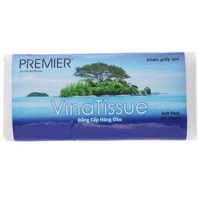 Khăn giấy lụa, khăn giấy rút PREMIER VinaTissue 2 lớp gói 280 tờ