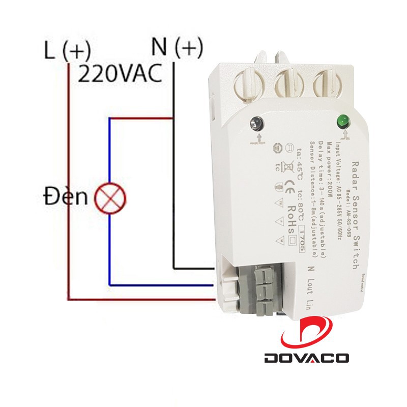 Công tắc cảm biến radar vi sóng + ánh sáng có điều chỉnh Allmay AM-RS-06