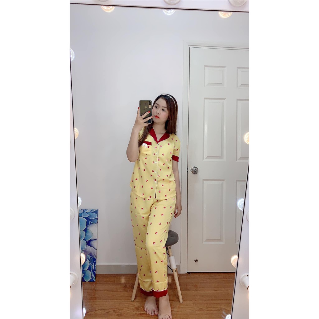 [ Mã WASTRUN4 giảm 10% tối đa 30K đơn 99K] Đồ Bộ Pijama Satin Tay Ngắn Quần Dài In Hình Dễ Thương Form Dưới 60KG | BigBuy360 - bigbuy360.vn