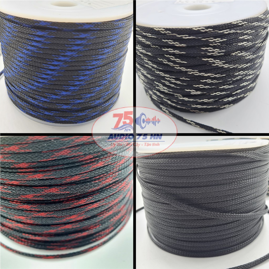 01 met Dây xác rắn vải bọc ngoài dây âm thanh, dây điện, dây tín hiệu phi 6mm nhiều màu