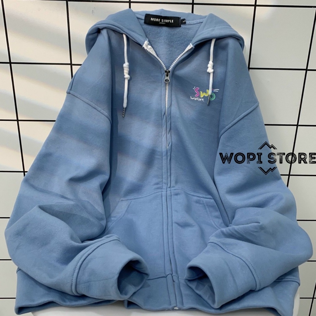 Áo Khoác Hoodie RAINBOW SWD Phối Dây Kéo Vải Nỉ Bông Form Rộng Ulzzang | BigBuy360 - bigbuy360.vn