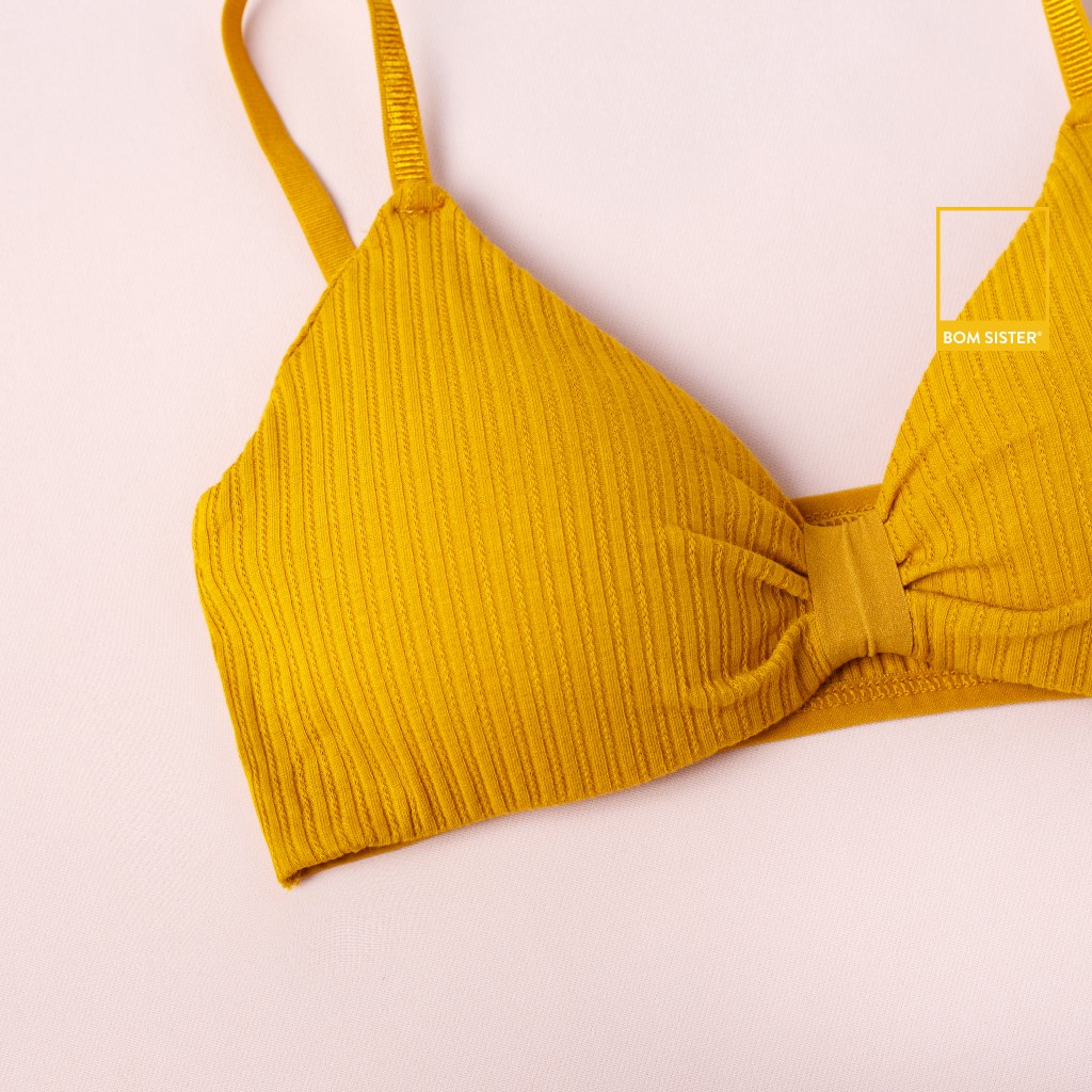 Áo lót không gọng mút mỏng kiểu nơ dễ thương màu trơn nâng ngực tự nhiên BOM SISTER BR308 | BigBuy360 - bigbuy360.vn