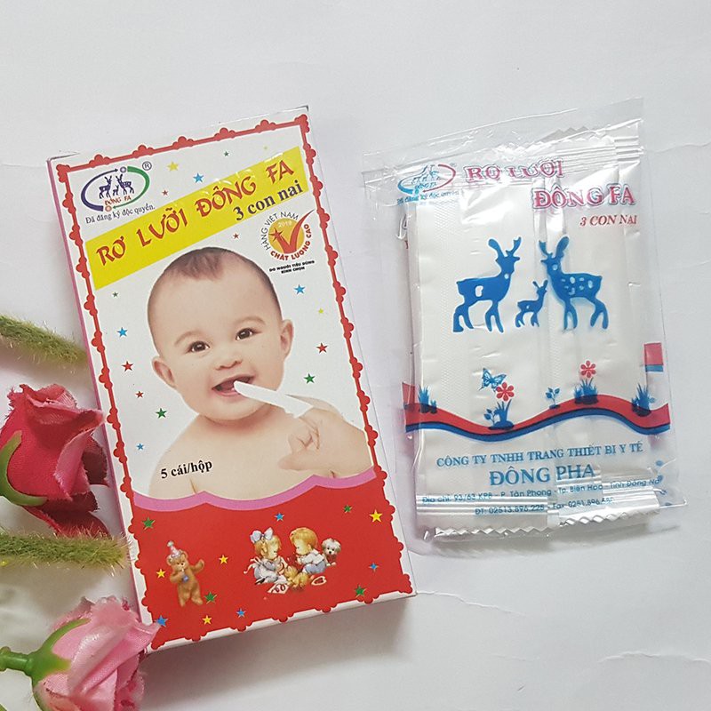 Tưa lưỡi vải xỏ ngón, set 50 rơ lưỡi Đông Fa làm sạch lưỡi, khoang miệng cho bé