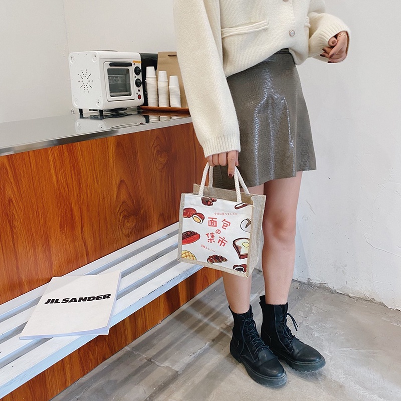 Túi xách tay IELGY vải canvas phong cách Nhật Bản xinh xắn thời trang dành cho nữ