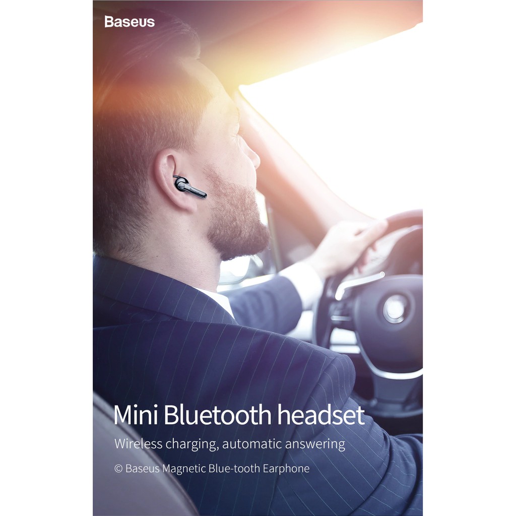 Tai nghe Bluetooth Baseus công sở kiêm bộ sạc điện thoại cho xe ô tô | BigBuy360 - bigbuy360.vn