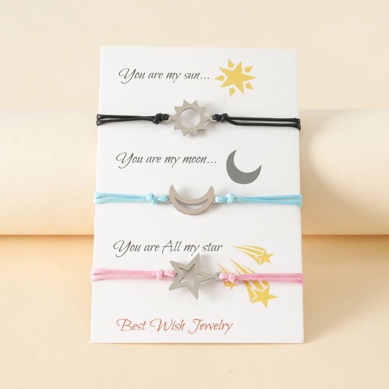 Flgo Vòng Tay Bện Dây Mặt Trời Mặt Trăng Ngôi Sao Sáng Tạo Cho Bạn Trai Bé Gái