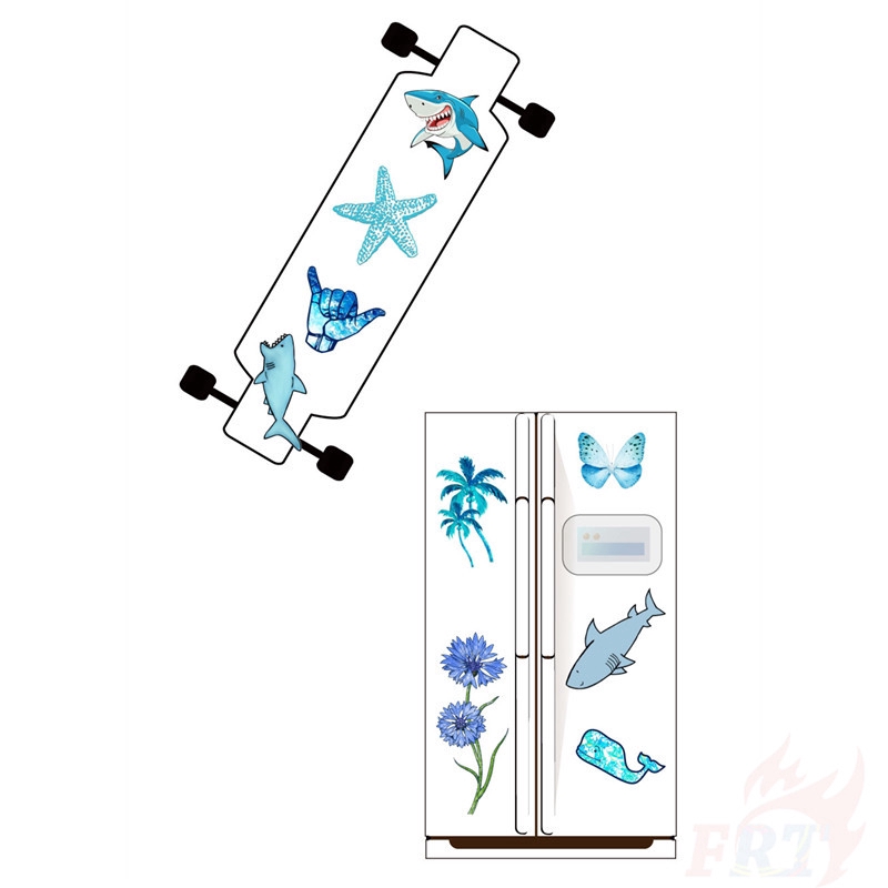 ❉ Ins - Fashion Blue Series B Giấy và decal dán tường ❉ 50Pcs/Set Mixed Luggage Laptop Skateboard Doodle Stickers
