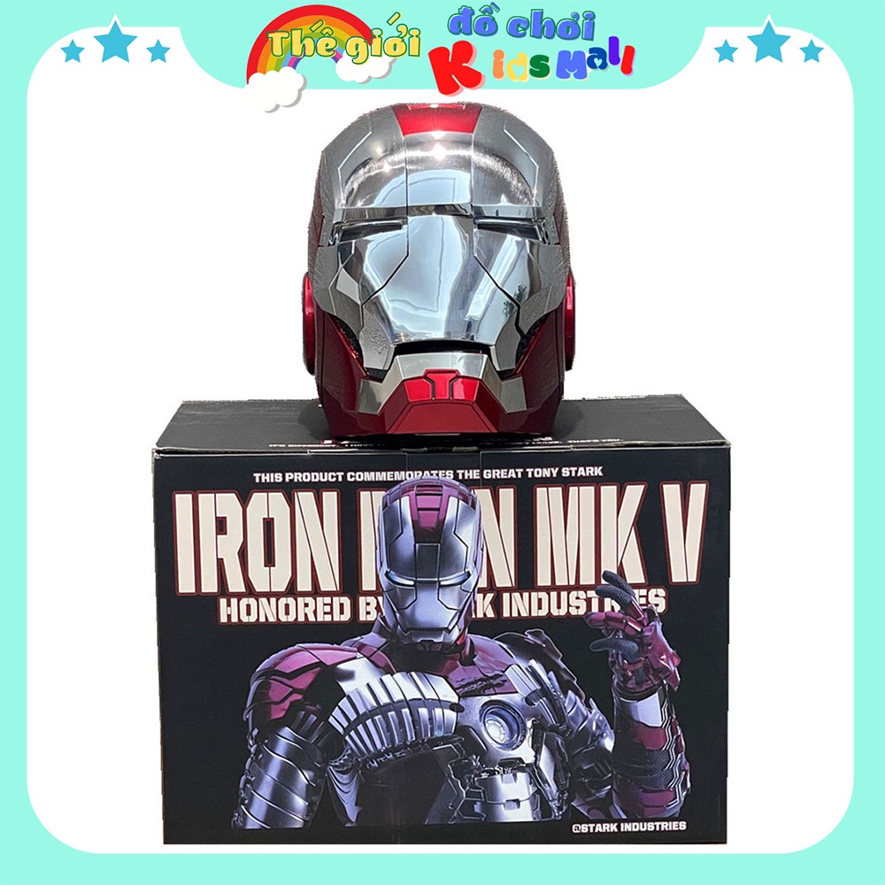 Mũ Iron Man tỉ lệ 1-1, MK5, Đóng mở bằng điện, Điều khiển bằng giọng nói, Mũ Nhiều Mảnh, Siêu phẩm nhập vai