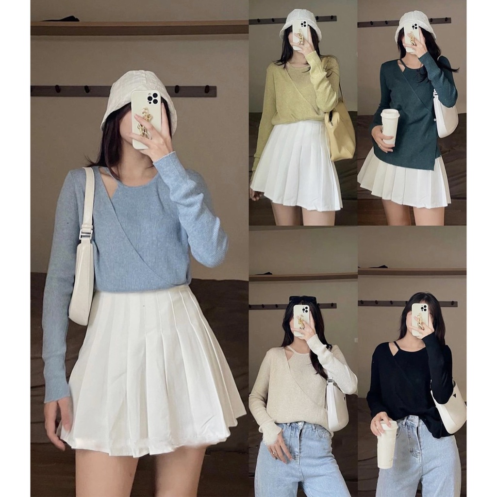 Áo len tăm dài tay cổ kiểu cách điệu Ulzzang (hàng QC) - Ảnh thật cạn chất 1000% | WebRaoVat - webraovat.net.vn