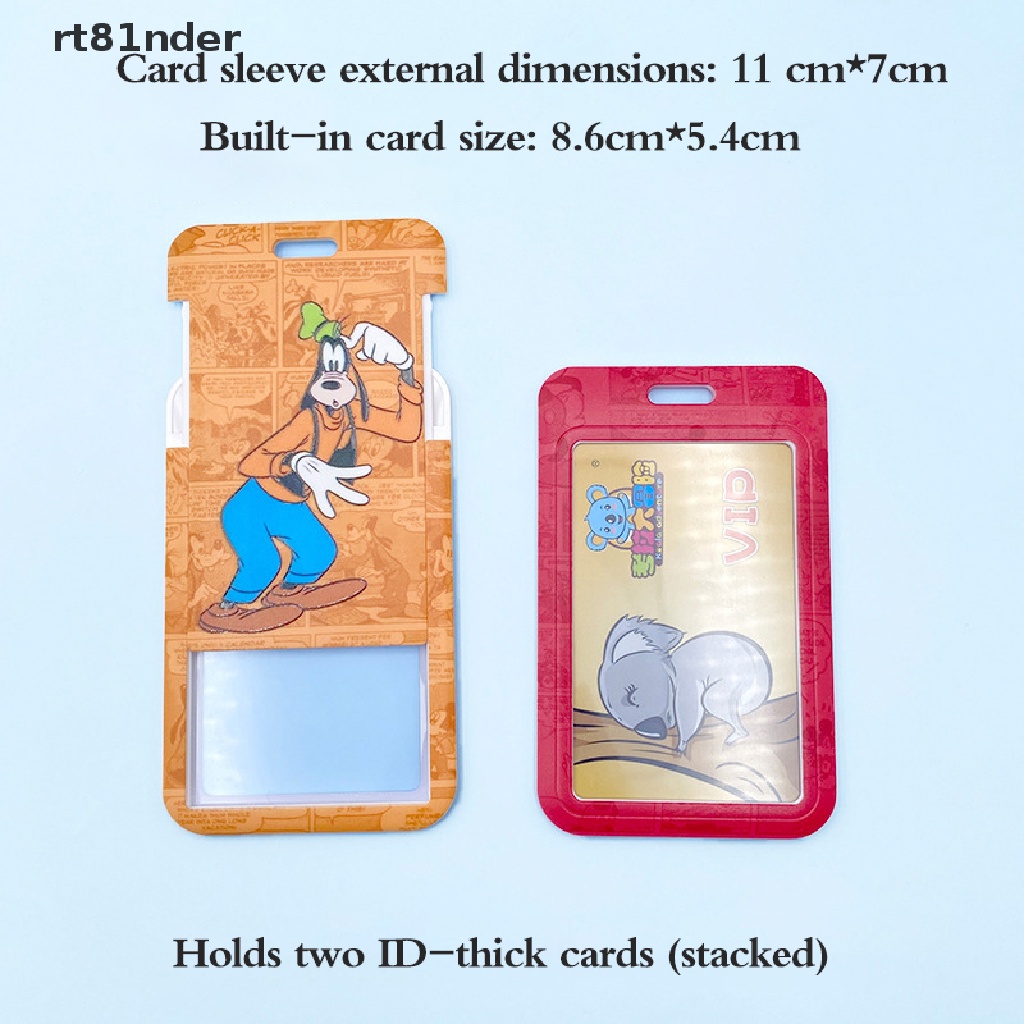 DISNEY Rt Bao Đựng Thẻ ID / Thẻ ID Bằng Nhựa Trong Suốt Họa Tiết Chuột Mickey Minnie Nhỏ Gọn Có Dây Trượt Cho Học Sinh