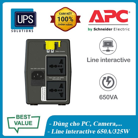 Bộ lưu điện APC by Schneider Electric Back-UPS 650VA 230V & ổn áp BX650 (Model BX650LI-MS) 👌APC Chính Hãng👌 NEW 100%