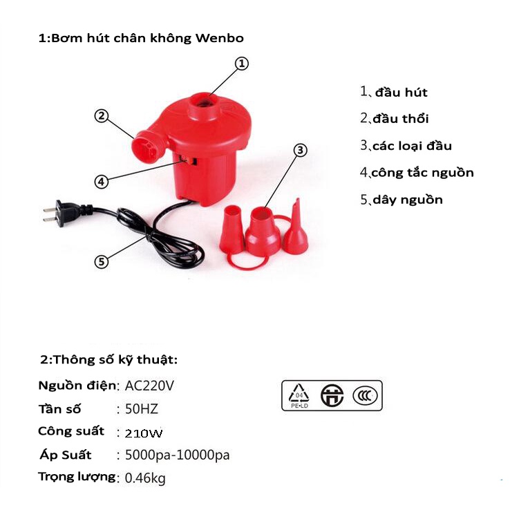 Bơm Điện 2 Chiều  - Bơm ghế hơi, bể bơi đệm hơi nhanh chóng, Tiện lợi