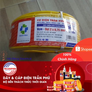 Dây Điện Trần Phú Chính Hãng 2x0.75mm (Cuộn 100m)