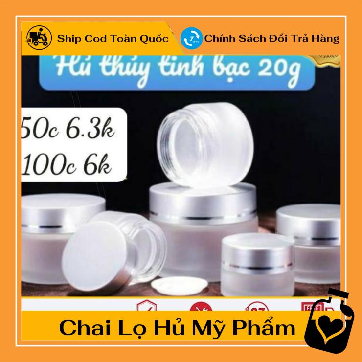 Hủ Đựng Kem ❤ TOP GIÁ RẺ ❤ Hũ chiết mỹ phẩm thủy tinh nắp bạc 5g/10g/15g/20g - Hũ kem thủy tinh , phụ kiện du lịch