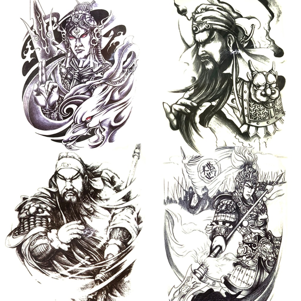 Hình Xăm Dán Quan Vũ. Triệu Vân, Nhị Lang Thần Các Loại 2 (21x15cm)