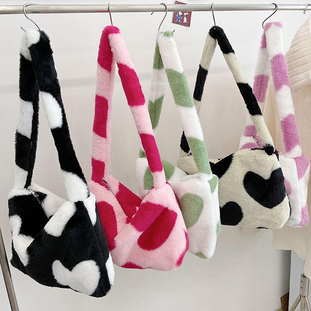 Túi Đeo Vai / Đeo Chéo Cỡ Lớn Bằng Vải Bông Mềm In Họa Tiết Trái Tim