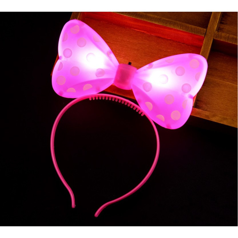 Băng đô cài tóc bờm có đèn phát sáng nhấp nháy hình chiếc nơ dành cho halloween tiệc tối liên hoan giáng sinh năm mới