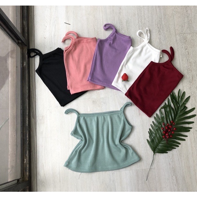 Áo Hai Dây Nhiều Màu Chất Thun Cotton Tăm Co dãn