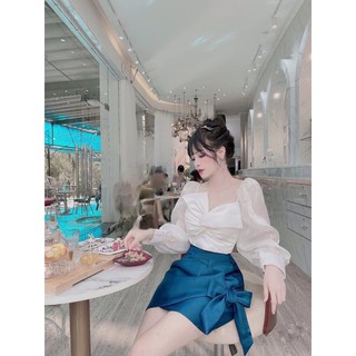 SET CHÂN VÁY XÒE VOAN LỤA MIX ÁO KIỂU CUP NGỰC ĐÁNG YÊU QC