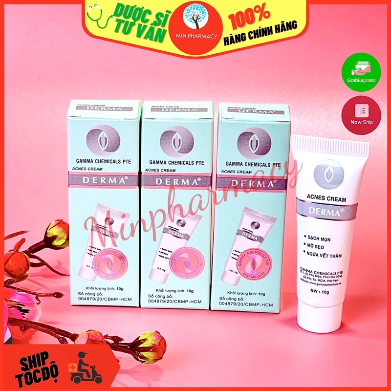 Kem Dưỡng Làm giảm và Ngừa mụn DERMA Anti Acne Cream Gamma Chemicals Pte 10g - Minpharmacy